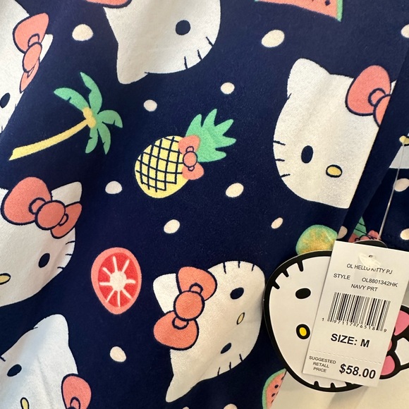 Hello Kitty Summer Fruit Navy Blue Pajama Short Set - Size Medium - Picture 3 of 5